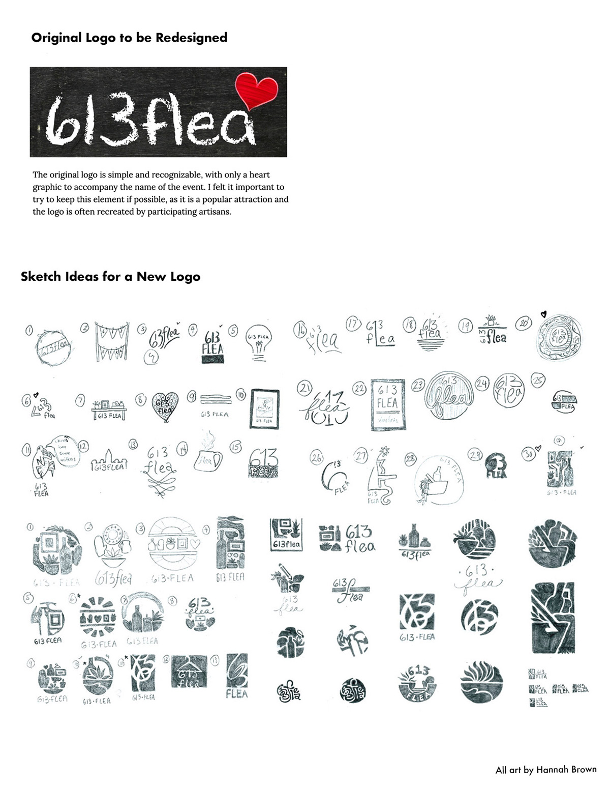 Original logo and sketch ideas for new 613flea logo design