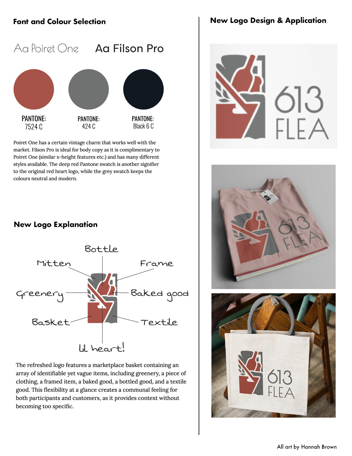 Font and colour selection, logo explanation and new logo design for 613flea