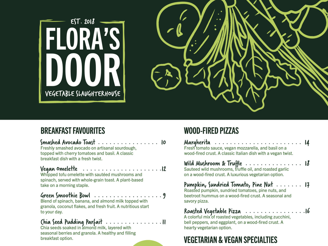 Flora's Door Menu